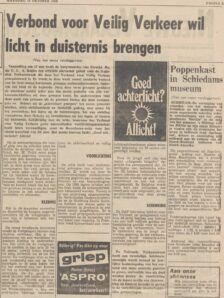 1968 Jeugd in het moderne verkeer Aankondiging Nieuwe Vlaardingsche Courant 14 10 1968