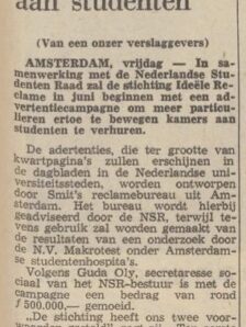 1968 Studenten zoeken kamers Aankondiging Het Rotterdamsch Parool 19 04 1968