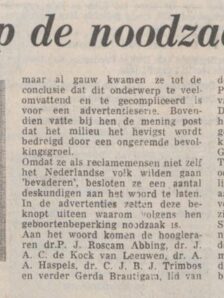1972 Geboortebeperking Artikel over campagne Trouw 26 07 1972
