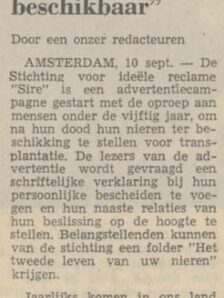 1973 Niertransplantatie NRC Handelsblad 10 09 1973